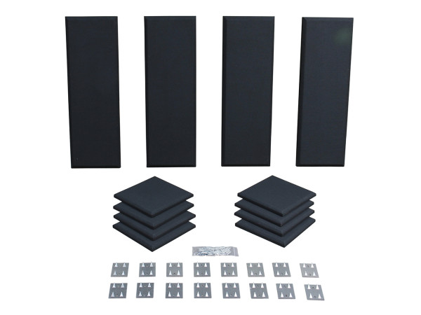 London 8 in Black Acoustic Wall Panel Room Kit
