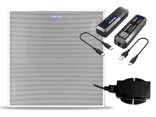 ClearOne BMA 360D Dante® Beamforming Microphone Array Ceiling Tile Bundle inc PoE Power Supply / USB to Dante Converter / 50ft Plenum Cable